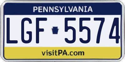 PA license plate LGF5574