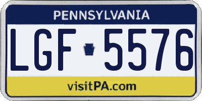 PA license plate LGF5576