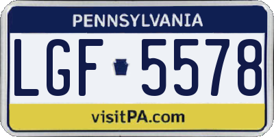 PA license plate LGF5578