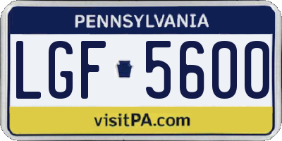 PA license plate LGF5600