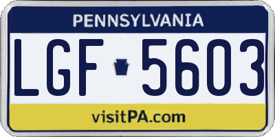 PA license plate LGF5603