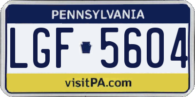 PA license plate LGF5604