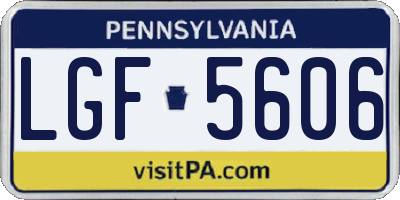 PA license plate LGF5606