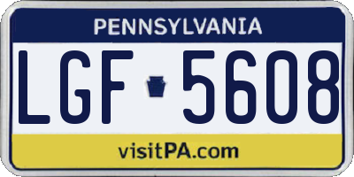 PA license plate LGF5608