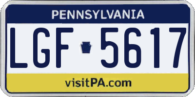 PA license plate LGF5617