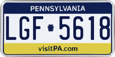 PA license plate LGF5618