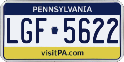 PA license plate LGF5622