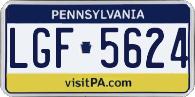 PA license plate LGF5624