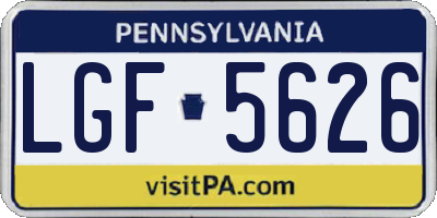 PA license plate LGF5626