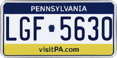 PA license plate LGF5630