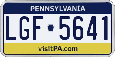 PA license plate LGF5641