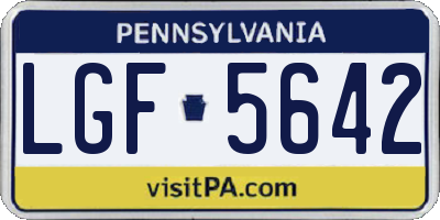 PA license plate LGF5642