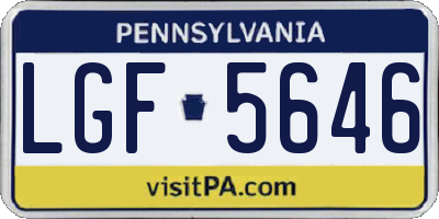 PA license plate LGF5646