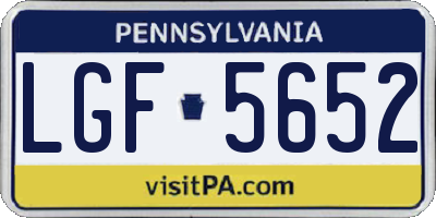 PA license plate LGF5652