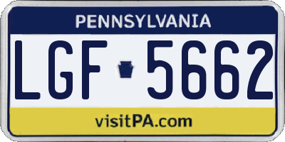PA license plate LGF5662
