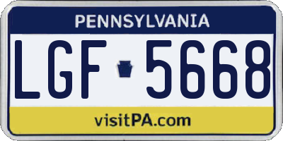 PA license plate LGF5668