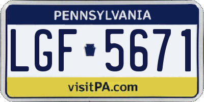 PA license plate LGF5671