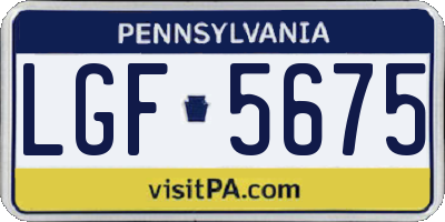 PA license plate LGF5675