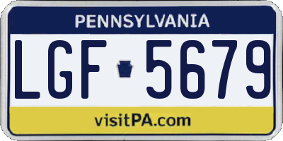 PA license plate LGF5679