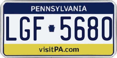 PA license plate LGF5680