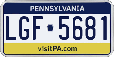 PA license plate LGF5681