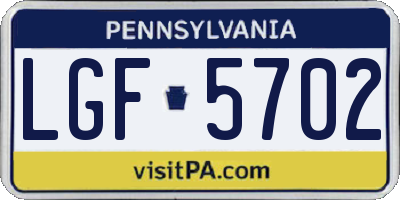 PA license plate LGF5702