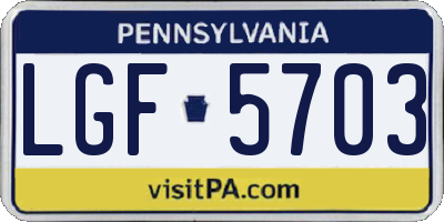 PA license plate LGF5703