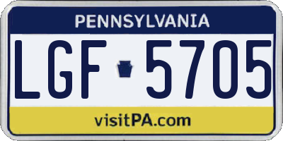 PA license plate LGF5705