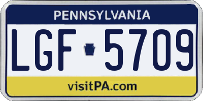 PA license plate LGF5709