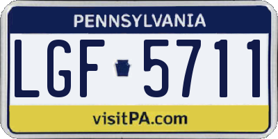 PA license plate LGF5711
