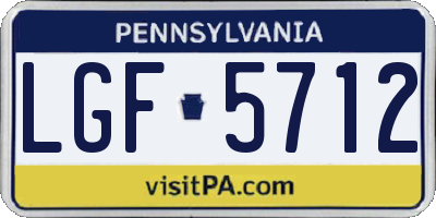 PA license plate LGF5712