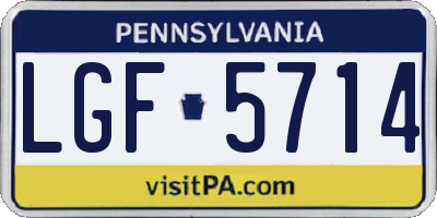 PA license plate LGF5714