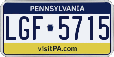 PA license plate LGF5715