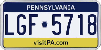 PA license plate LGF5718