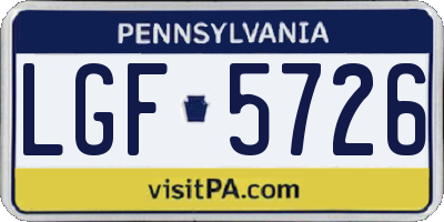 PA license plate LGF5726