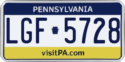 PA license plate LGF5728