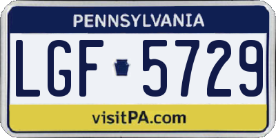 PA license plate LGF5729