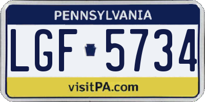 PA license plate LGF5734