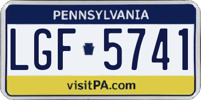 PA license plate LGF5741