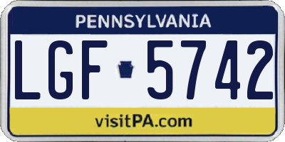 PA license plate LGF5742
