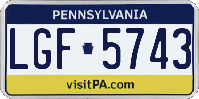 PA license plate LGF5743