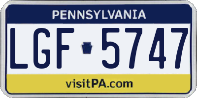 PA license plate LGF5747
