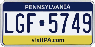 PA license plate LGF5749