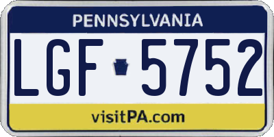 PA license plate LGF5752