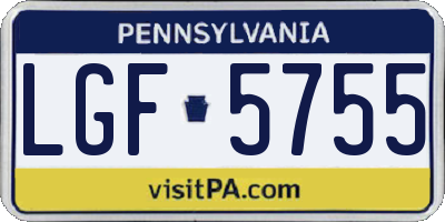 PA license plate LGF5755