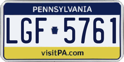 PA license plate LGF5761