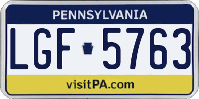 PA license plate LGF5763