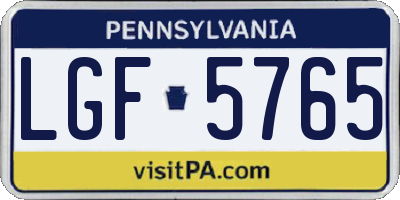 PA license plate LGF5765