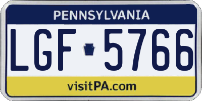 PA license plate LGF5766