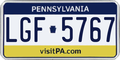 PA license plate LGF5767
